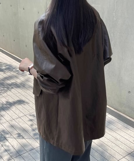 pu leather mid-length coat　FL2806
