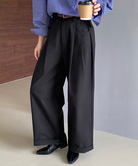 tencel straight wide pants /2color　FL2761