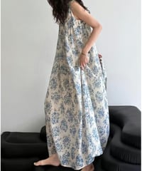 blue floral sleeveless op 　FL3455