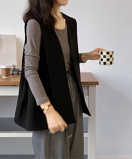side gather vest /2color　FL2517