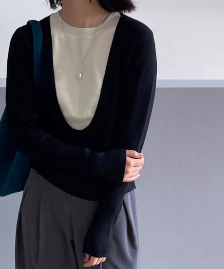 deep u-neck knit /3color　FL2801