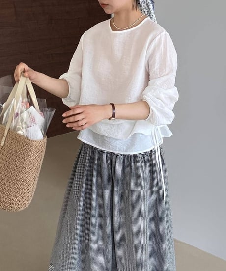 drawstring lace-up blouse /3color　FL3367