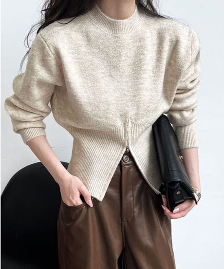 front slit knit pullover /3color　FL2688