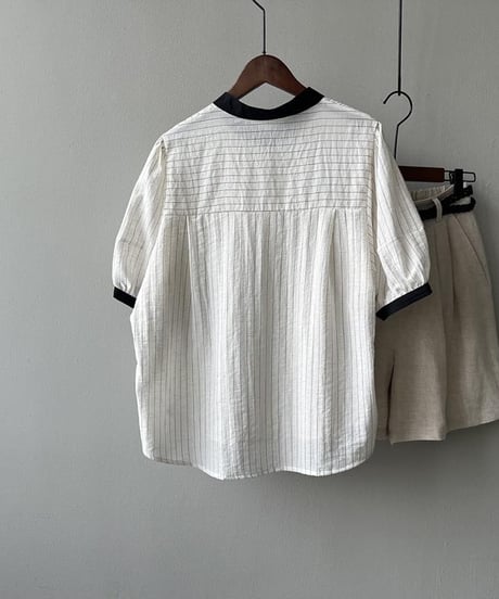 contrast collar striped shirt　FL2176
