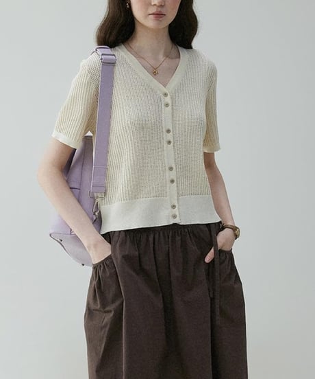 short sleeve casual knit cardigan　FL3357