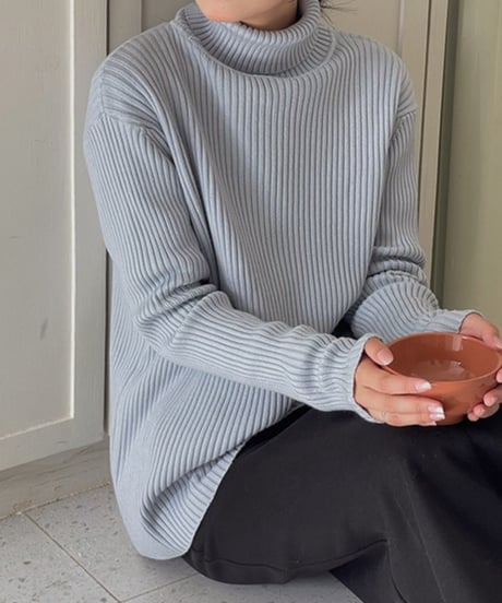turtleneck ribbed knit /4color　FL3061