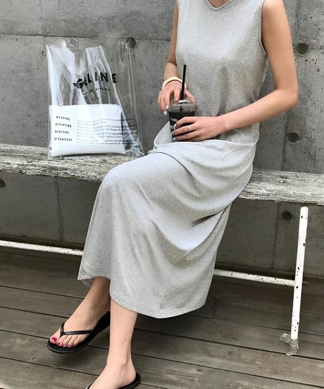 sleeveless maxi dress casual op /2color　FL3656
