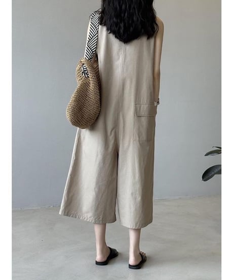 earth color wide leg overalls /2color　FL3461