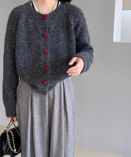heart button knit cardigan /5color　FL2799