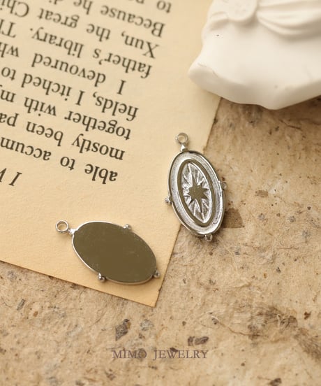 oval star retro pendant w/neckchain　FL3066