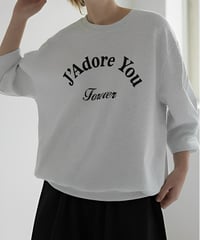 logo printed 3/4 sleeve sweat tops /2color　FL3391
