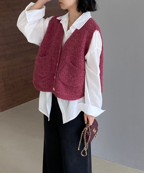 wool blend knit vest /3color　FL2734
