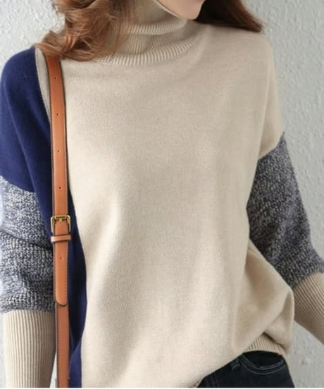 color-coordinated high-neck knit /3color　FL2662