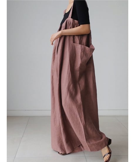 side pocket wide overalls /3color　FL2455