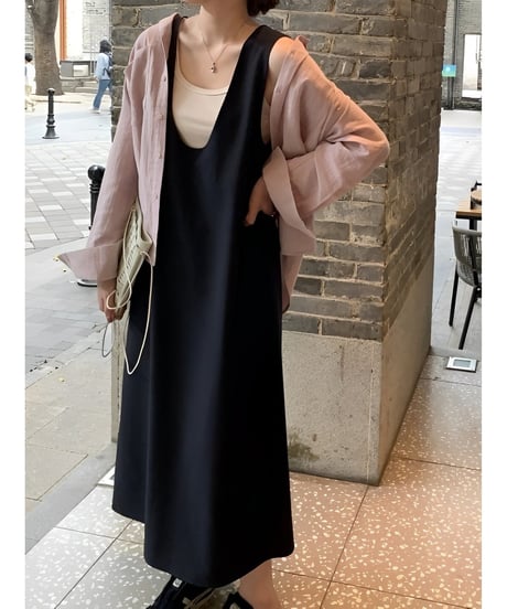 deep u-neck jumper skirt /2color　FL2014