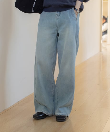 wide leg washed jeans/2color　FL3306