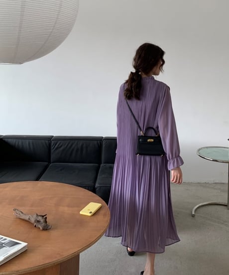 purple pleated chiffon op　FL2180