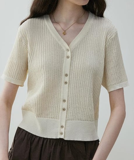 short sleeve casual knit cardigan　FL3357