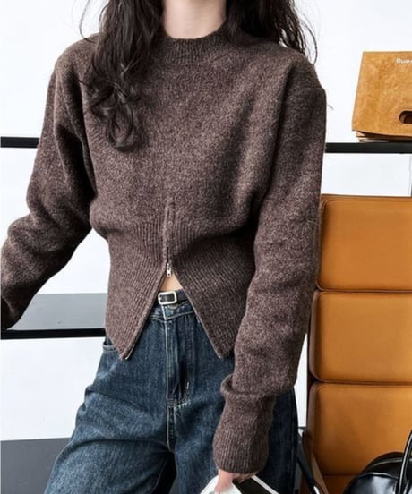 front slit knit pullover /3color　FL2688