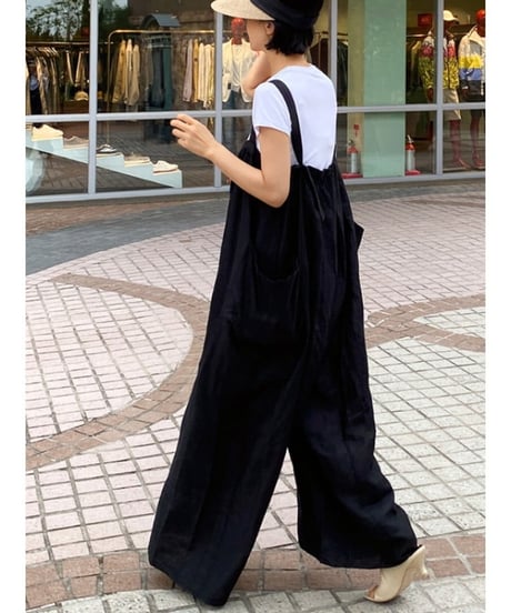 side pocket wide overalls /3color　FL2455