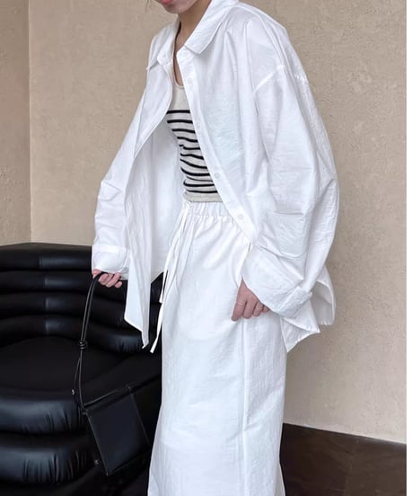 long sleeve shirt & long skirt setup /2color　FL2824