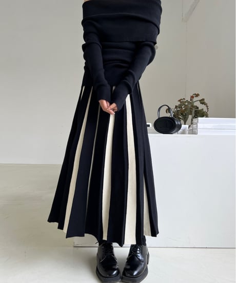 bicolor a-line ambrella skirt/ 2color　FL3143