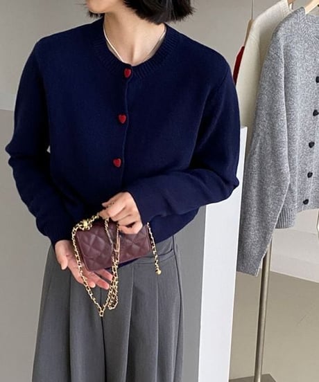 heart button cardigan /4color　FL2886