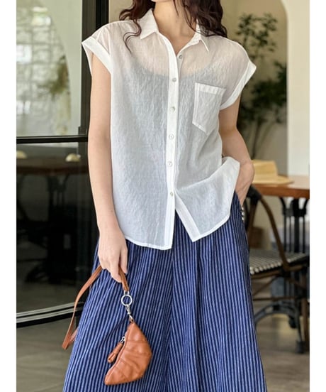 french sleeve sheer shirt /2color　FL2035