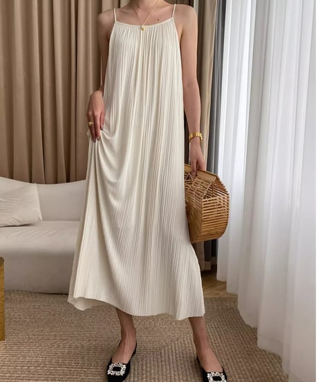 pleated camisole dress /2color　FL2724
