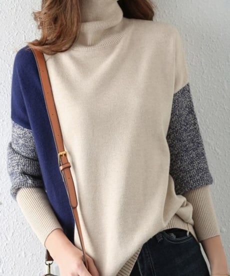 color-coordinated high-neck knit /3color　FL2662