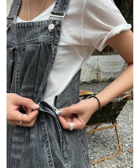tuck denim overalls　FL2401