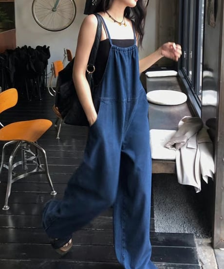 narrow strap denim overalls　FL3433