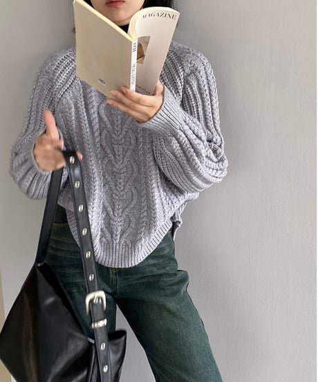 round neck pullover cable knit /6color　FL3124