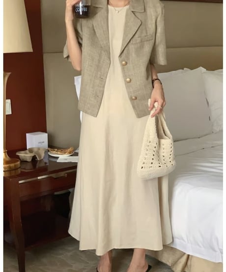 cotton linen backless dress /2color　FL2087
