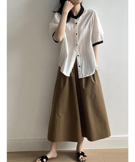 contrast collar striped shirt　FL2176