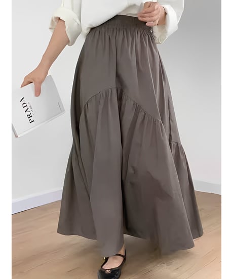 gathered maxi skirt /4color　FL2474