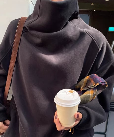 drawstring neck turtleneck sweatshirt　FL2546