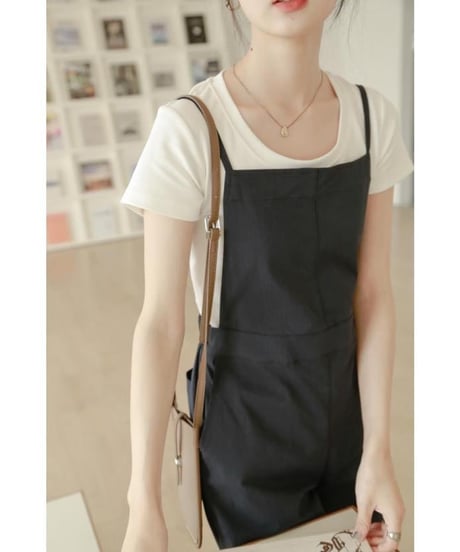 square neck casual salopette　FL2441