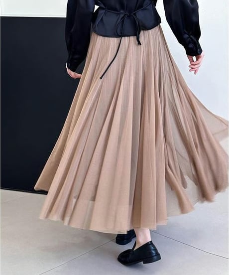 a-line pleated tulle skirt /3color  FL2963