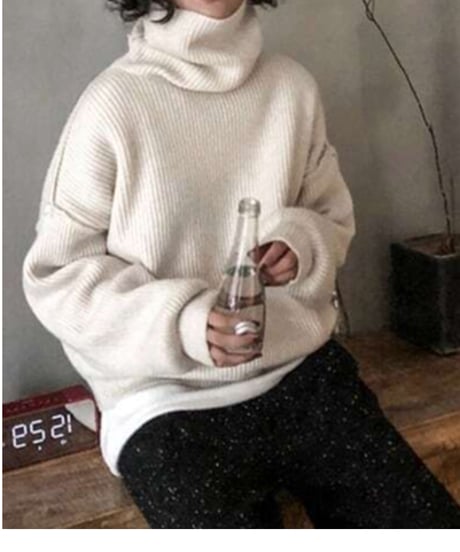loose high neck knit /2color　FL2681