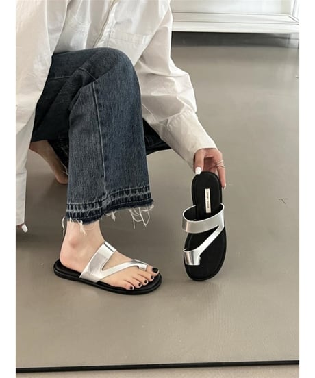round toe thong sandals /4color　FL2062