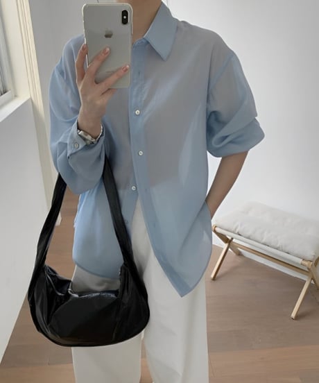 back slit sheer shirt /7color　FL3407