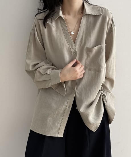 collared v-neck shirt /4color　FL3338