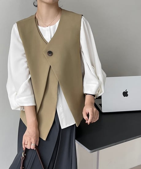 one button v-neck vest　FL2523