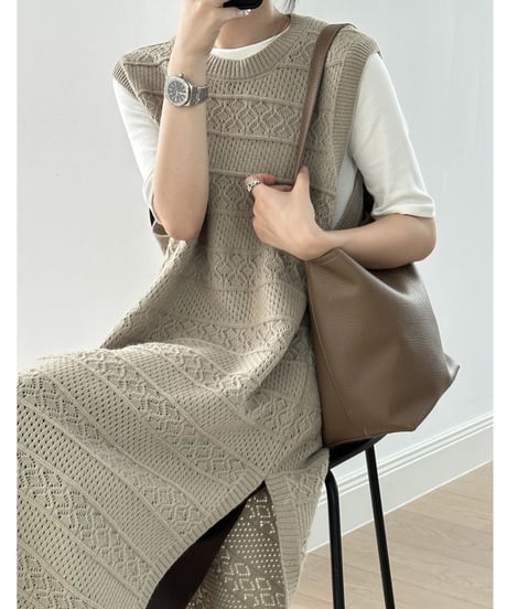 aran-knit vest op /2color　FL2828