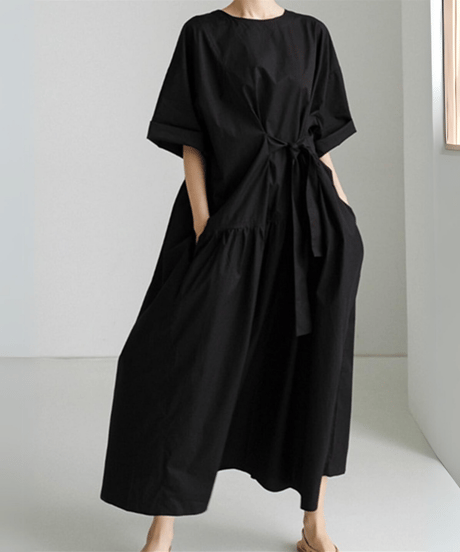 waist mark half sleeve dress /2color　FL2028