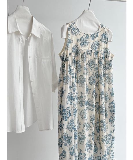 blue floral sleeveless op 　FL3455