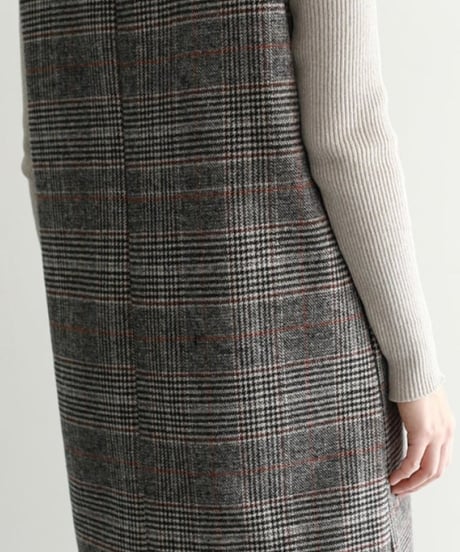 v-neck plaid jumper dress　FL2945
