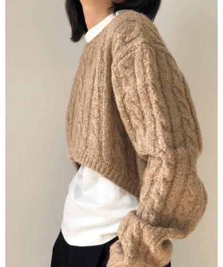 twisted pull-over round neck sweater /2color　FL2640