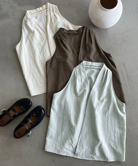 sleeveless wrap drape blouse vest/３color　FL3645